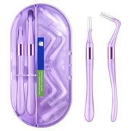 Detailed information about the product Portable Box Interdental Brush, Soft Dental Brush of Teeth Cleaning Tools, 2 Handles and 16 Replacement tips for Effective Plaque Removal, Purple