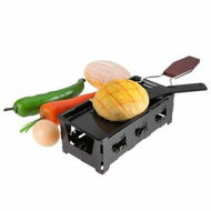 Detailed information about the product Portable Candlelight Cheese Raclette Non Stick Rotaster Baking Tray Stove Set Carbon Steel Home Kitchen Grilling Tool