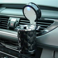 Detailed information about the product Portable Car Ashtray With Smokeless Blue LED Light Smoking Holder (Black)