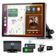 Detailed information about the product Portable Carplay Screen for Car, 9 inch Carplay Android Auto Screen with 4K Dash Cam and 1080P Backup Camera with 128G Memory Card
