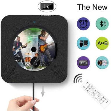 Portable CD Player with Bluetooth, Wall Mountable CD Players Music Player Home Audio with Remote Control FM Radio, Black