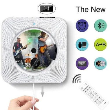Portable CD Player with Bluetooth, Wall Mountable CD Players Music Player Home Audio with Remote Control FM Radio,White
