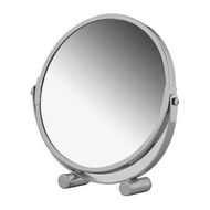 Detailed information about the product Portable Chromed Metal Cosmetic Vanity Mirror With Up To 3X Magnification Round Double-Sided Make Up Mirror Table Rotating Bathroom Shaving Mirror