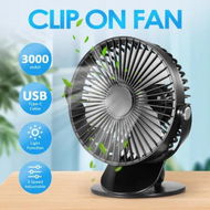 Detailed information about the product Portable Clip On Fan USB Battery Powered Air Circulation Clamp Desk Car Cooling Pram 360 Degree Rotation with Lights for Office Stroller Camping