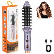 Detailed information about the product Portable Cordless Curling Iron Brush 3 Temp Settings Automatic Hair Straightener Anti-Scald Rechargeable Hair Brush for Travel Color Purple