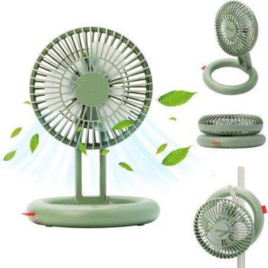 Portable Desk Fan - Foldable And Rechargeable Super Quiet 3-Speed Battery Operated Fan For Office And Home (Green)