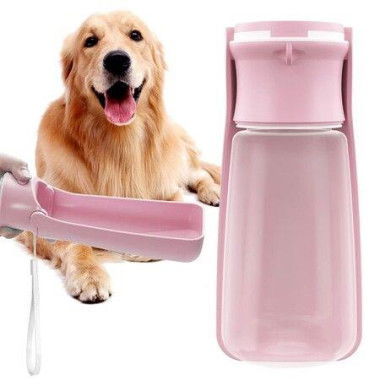 Portable Dog Water Bottle For Walking 19 Oz For Puppy Small Medium Large Dogs Dispenser Bowl Dog Accessories (19 Oz Pink)