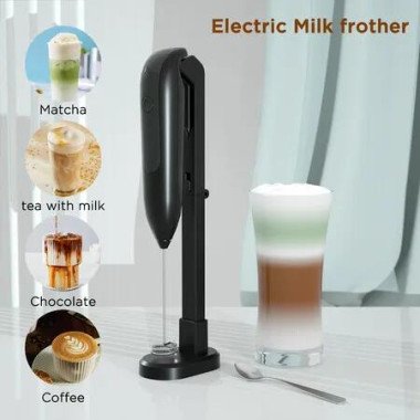 Portable Electric Milk Frother Coffee Blender Rechargeable With Stand Mini Portable Cream Whipping Latte Handheld Milk Frother