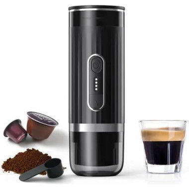 Portable Espresso Machine,Car Coffee Maker Self-Heating with Type-C,Compatible with Ground Coffee & Capsule for Travel,Hiking,Camping,Office