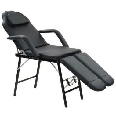 Portable Facial Treatment Chair Faux Leather 185x78x76 Cm Black