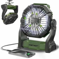 Detailed information about the product Portable Fan Battery Powered Fan Rechargeable 270 Degree Pivot Battery Operated Camping Fans with LED Light Hook Outdoor Tent Fan with 4 Speeds(Green)