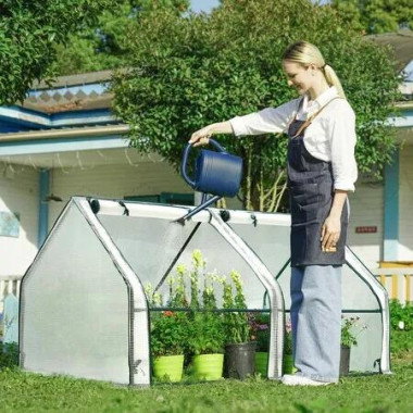 Portable Greenhouse Mini Cloche PE Cover Waterproof UV Protected Reinforced Indoor Outdoor 120 x 60 x 60cm