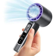 Detailed information about the product Portable Handheld Fan with Cooling, 4000mAh Rechargeable Battery, LCD Display, Personal Fan for Travel Office Outdoor Use (Dark Grey)