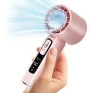 Detailed information about the product Portable Handheld Fan with Cooling, 4000mAh Rechargeable Battery, LCD Display, Personal Fan for Travel Office Outdoor Use (Pink)