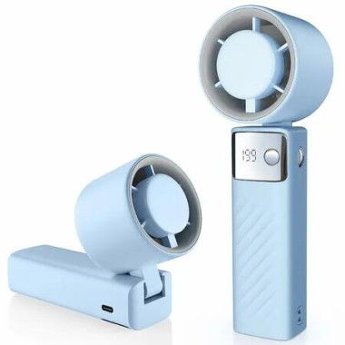Portable Handheld Turbo Fan - Foldable Mini Fan with Air Turbo Tech,1-199 Speed Adjustment,20H Runtime,LED Display,Battery-Powered,Blue