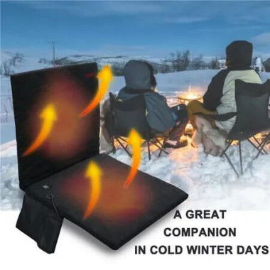 Portable Heated Seat Cushion,USB Heated Foldable Camping Chair Pad,3 Mode Adjustable Heated Stadium Seat Cushion for Outdoor,Camping,Fishing Color Black