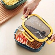 Detailed information about the product Portable Hermetic Lunch Box 2 Layer Grid Children Student Bento Box With Fork Spoon Leakproof Microwavable Prevent Odor