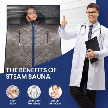 Portable Home Steam Sauna Spa Set With 3L UV Atomized Sterilization Steam Pot 9 Temp Control + Chair.