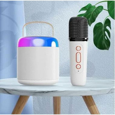 Portable Karaoke Machine with Speaker and Microphone in White
