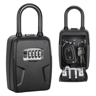 Portable Key Lock Box, Lock Box Wall Mounted for House Key, Car Keys, 6 Key Capacity, Weatherproof Resettable Code