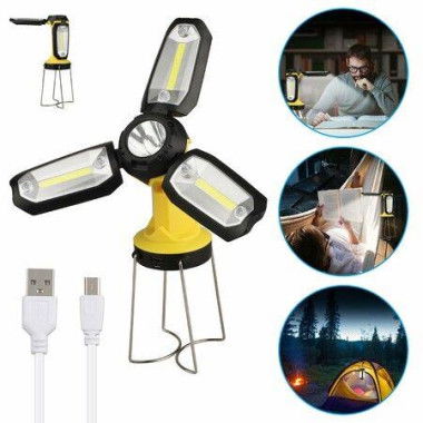 Portable LED Work Light COB Rechargeable Camping Light With USB Charging Cable Outdoor Tent Flashlight For Hiking Camping Car Repairing (1 Pack)