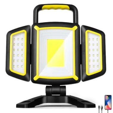 Portable LED Work Light with 5 Light Modes,Magnetic Base Rechargeable Battery Operated COB Flashlight,Hold to Dim Flood Light for Car Repairing,Camping