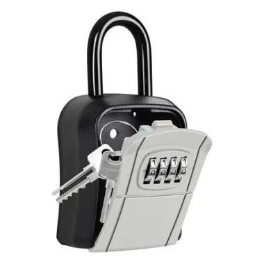 Portable Lockbox for Keys, 4 Digit Combination Key Safe Storage, Waterproof Key Lock Box Wall Mounted for Outdoor Home (Grey)