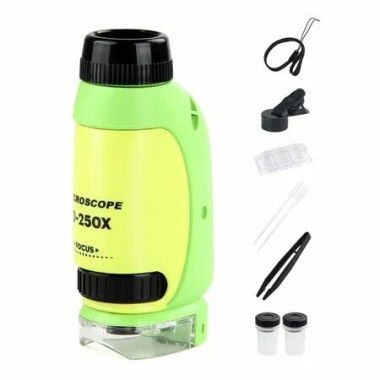 Portable Microscope Handheld DIY Outdoor Observation Portable Scientific Educational Toys for 3+ Color Green