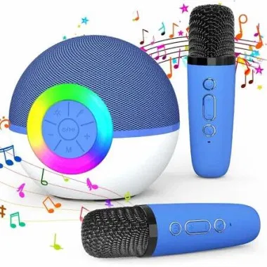 Portable Mini Karaoke Machine for Kids, Bluetooth Speaker with Wireless Microphone,MP3 Player,Perfect for Birthday and Family Parties(2 Mic)