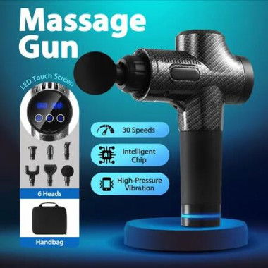 Portable Muscle Massage Gun Handheld Body Fascia Tissue 6 Heads Percussion Vibration Electric Neck Shoulder Leg Back Massager for Athletes