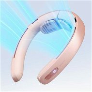 Detailed information about the product Portable Neck Bladeless Fan LED Display Stepless Knob 28 Degree Angle Adjustment Rechargeable Personal Fan-Pink