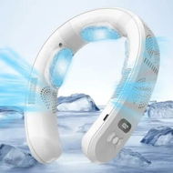 Detailed information about the product Portable Neck Fan Bladeless Cooling Air Conditioner Rechargeable Personal Cooler LED Light 3 Speeds Plates White Outdoor