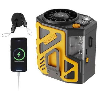 Portable Personal Fan Rechargeable 6000mAh, Body Fans with 100 Speeds Faster Cooling, Clip on Fans 24H Hands-Free Keeping Cool (Yellow)