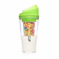 Detailed information about the product Portable Plastic Cereal Cups for Breakfast On the Go, 12 Ounces To Go Cereal and Milk Container for your favorite Breakfast Cereals, Green