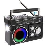 Detailed information about the product Portable Radio AM FM with Bluetooth Speaker and Flashlight,Strong Reception with Colorful Mood Lights,TF Card,Solar AC Rechargeable for Gift,Elder,Home