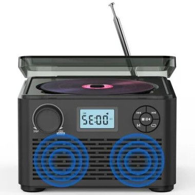 Portable Rechargeable CD Boombox with Bluetooth,Stereo Speakers,FM Radio,Support CD/MP3,USB/TF Card,Headphone Jack