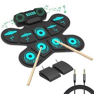 Detailed information about the product Portable Roll Up Drum Practice Pad, USB MIDI Connectivity, Electric Drum Kit with Built-in Dual Stereo Speakers for Kids Beginners, Christmas Birthday Gift