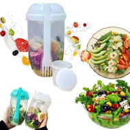 Detailed information about the product Portable Salad Shaker With Fork And Salad Dressing Holder Salad Container For Picnic, Portable Vegetable Breakfast To Take Away (White)