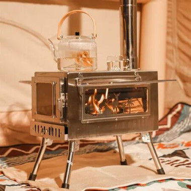 Portable Stainless Steel Camping Tent Stove: Multifunctional Wood Burner with both View Window, Outdoor Heater Cooker for Backpacking, Hiking, Fishing.