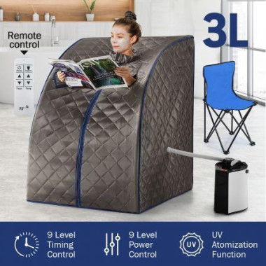 Portable Steam Sauna Therapeutic Home Sauna Spa Kit With Steam Pot Portable Chair And Remote Control.