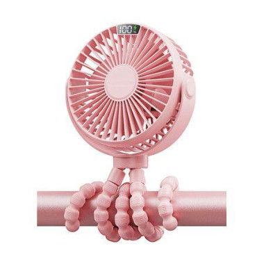 Portable Stroller Fan, LED Display 6000mAh Battery Operated Mini Clip Fan For Car Seat Crib Treadmill Travel(Pink)