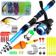 Detailed information about the product Portable Telescopic Fishing Rod and Reel Combo Kit with Fishing Reel Tackle Box for Boys, Girls, Youth (Blue)