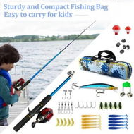 Detailed information about the product Portable Telescopic Fishing Rod and Reel Combo Kit with Fishing Reel Tackle Box for Boys, Girls, Youth (Red)