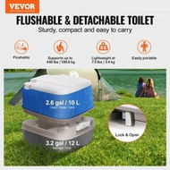 Detailed information about the product Portable Toilet for Camping Porta Potty with 3.2 Gal Waste Tank & 2.6Gal Flush Tank Push-Button Pressurized Flush Commode with Level Indicator