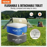 Detailed information about the product Portable Toilet for Camping Porta Potty with Carry Bag 5.3 Gal Waste Tank & 3.2 Gal Flush Tank Push-Button Pressurized Flush Commode with Level Indicator