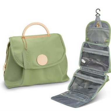 Portable Toiletry Bag Hanging Travel Makeup Organizer For Women For Full-Sized Shampoo Conditioner Brushes Set-Green