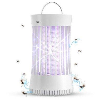 Portable USB Electronic Rechargeable Mosquito Fly Killer Lamp/Bug Zapper For Summer Trip Outdoor Camping Patio Home (White)