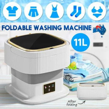 Portable Washing Machine Mini Washer Foldable 11L Semi Auto Outdoor Camping Appliance Grey