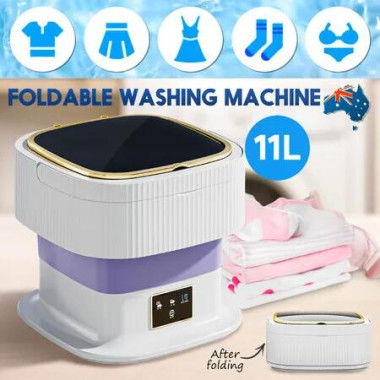 Portable Washing Machine Mini Washer Foldable 11L Semi Auto Outdoor Camping Appliance Purple