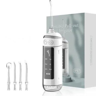 Portable Water Flosser, Recargable and Portable Oral Irrigator, 6 Dental Care Modes, 4 Nozzles, Great Plaque Remover for Teeth (White)